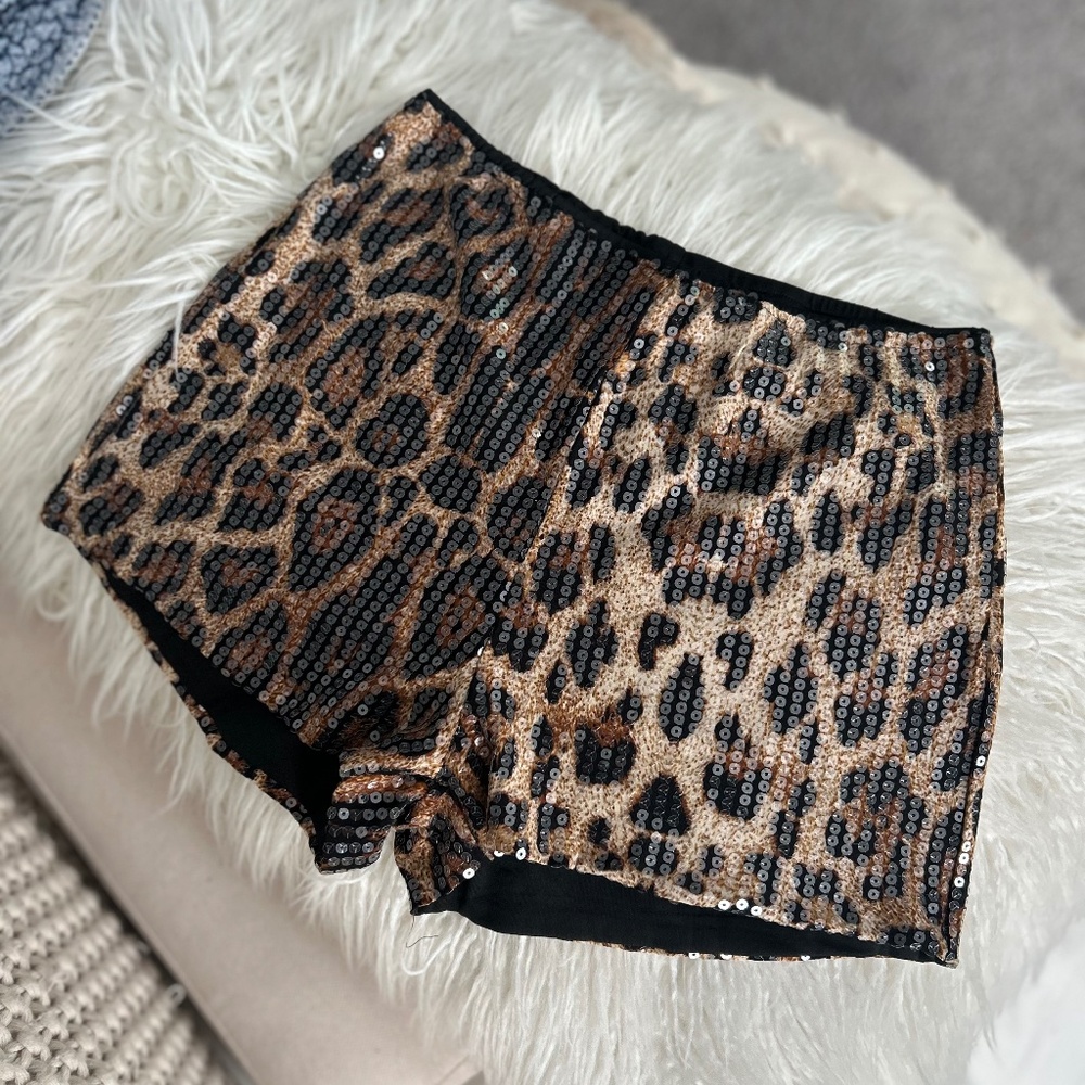 Y2K Sequin Cheetah Print Shorts